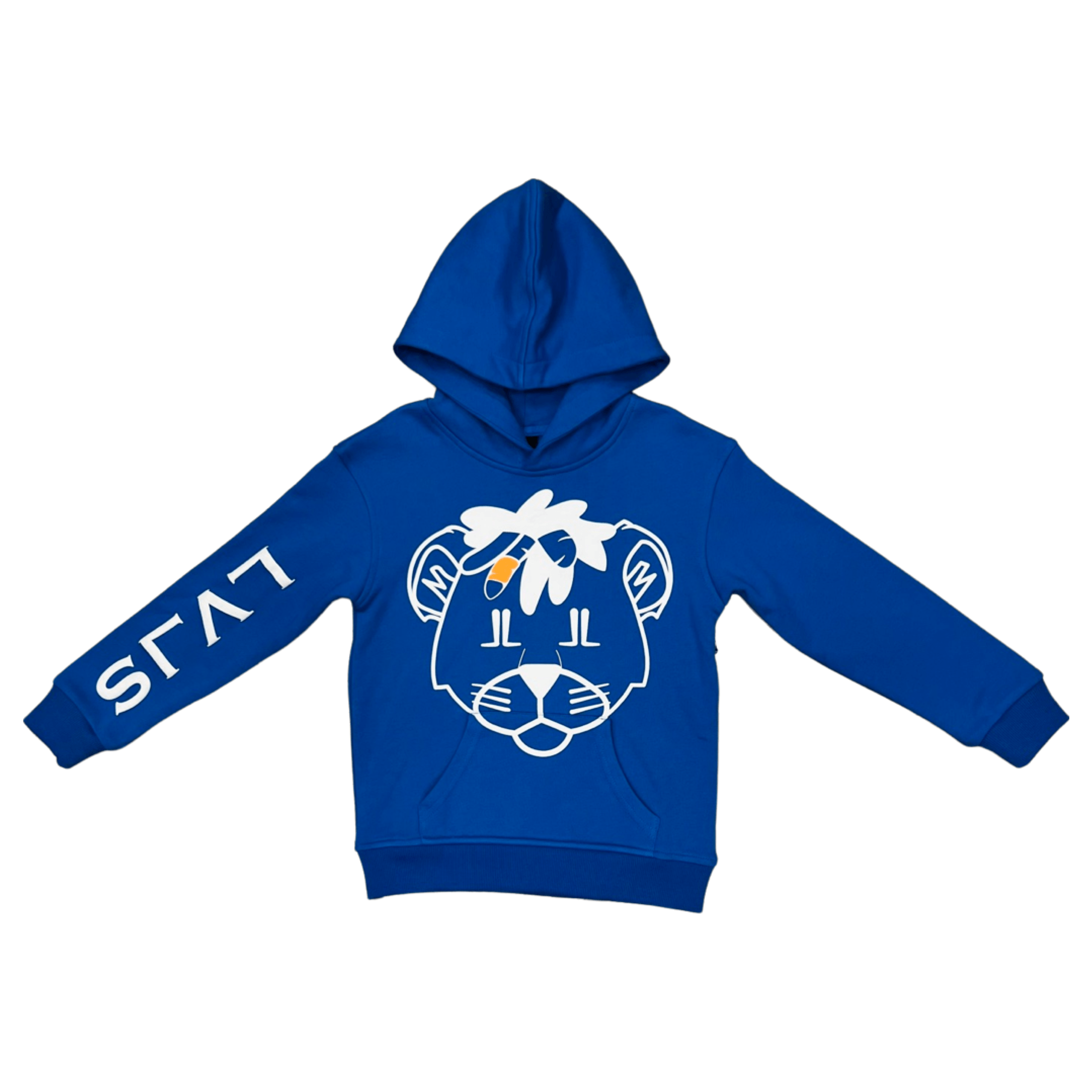 Lvls Premium Youth Hoodie (Bear Logo/ Blue w/ Orange) 2T