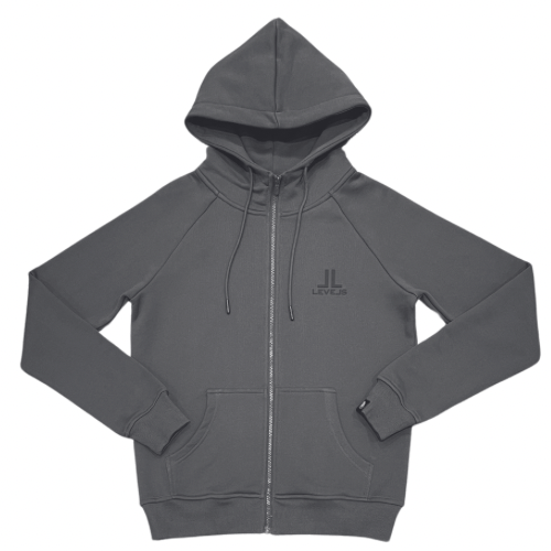 LUXE LEVELS ZIP HOODIE | CHARCOAL