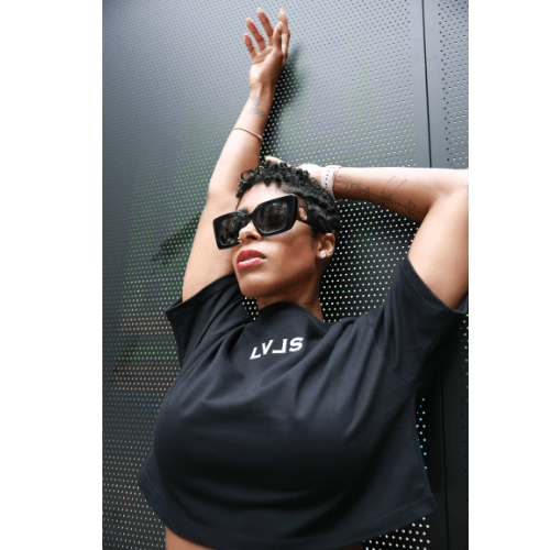 LEVELS, LLC Apparel & Accessories LEVELS OVERSIZED CROP TEE (BLACK)