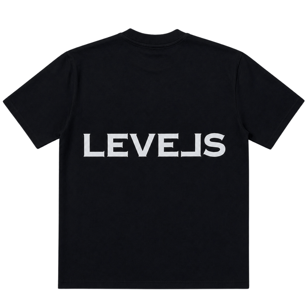LEVELS, LLC Apparel & Accessories LUXE LEVELS OVERSIZED REFLECTIVE TEE | BLACK