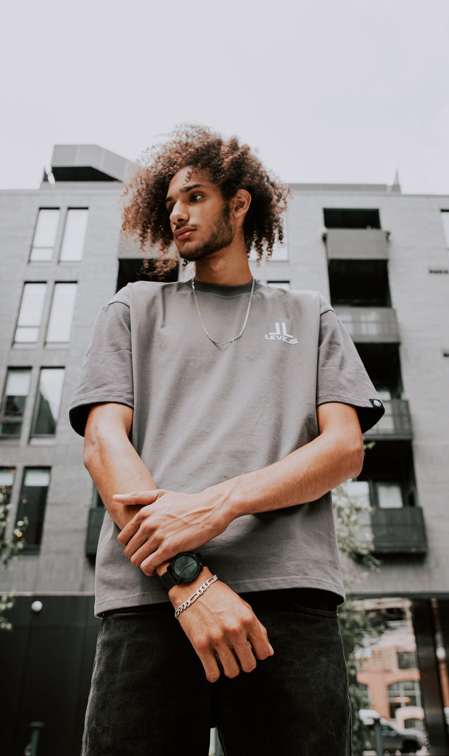LEVELS, LLC Apparel & Accessories LUXE LEVELS OVERSIZED TEE (MULTI CHARCOAL)