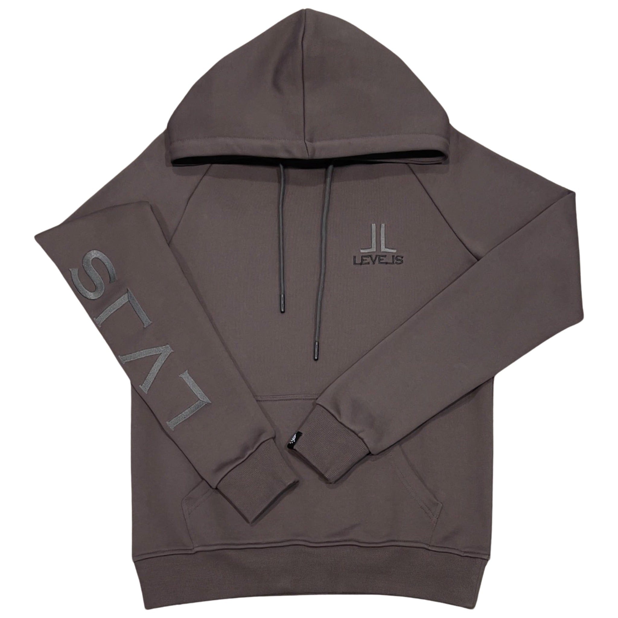 LEVELS, LLC Apparel & Accessories LUXE LVLS EMBROIDERED HOODIE | GREY
