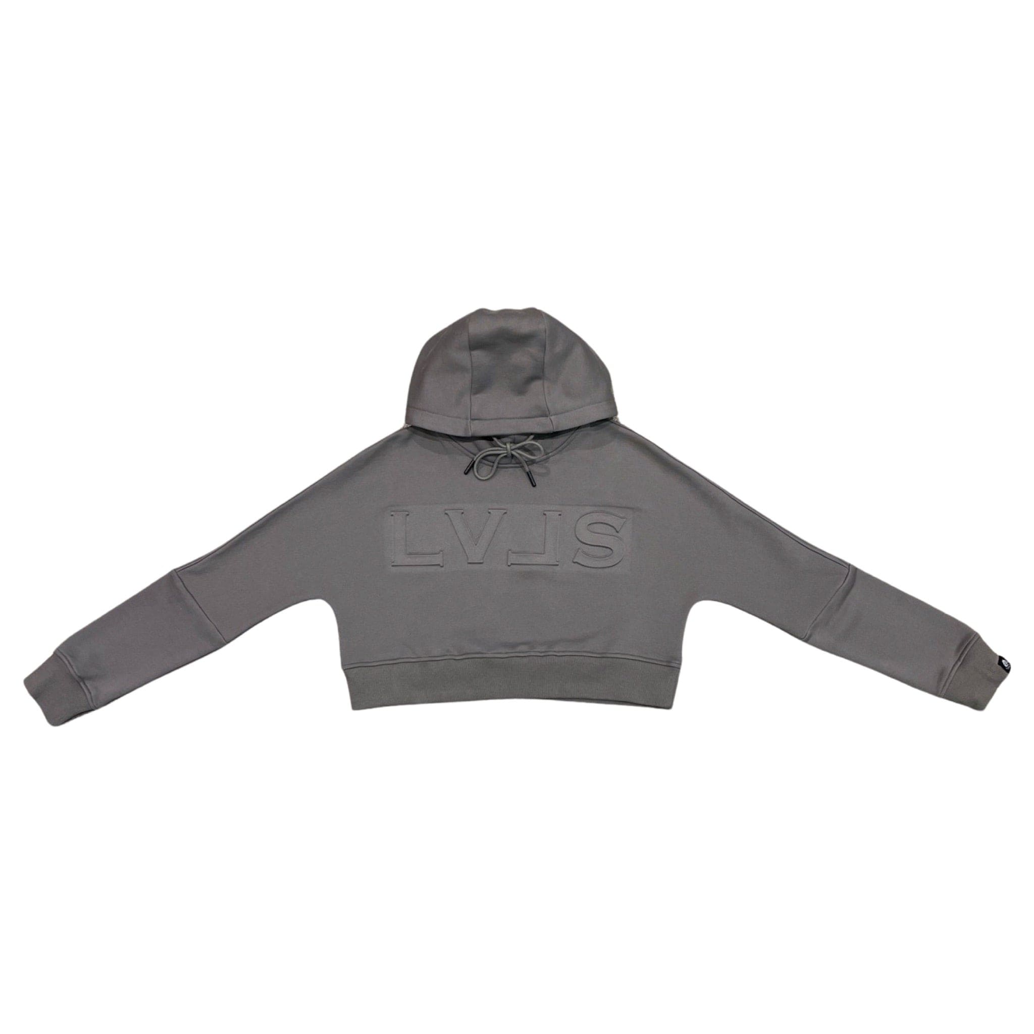 LEVELS, LLC Apparel & Accessories LVLS EMBOSSED CROP HOODIE | CHARCOAL