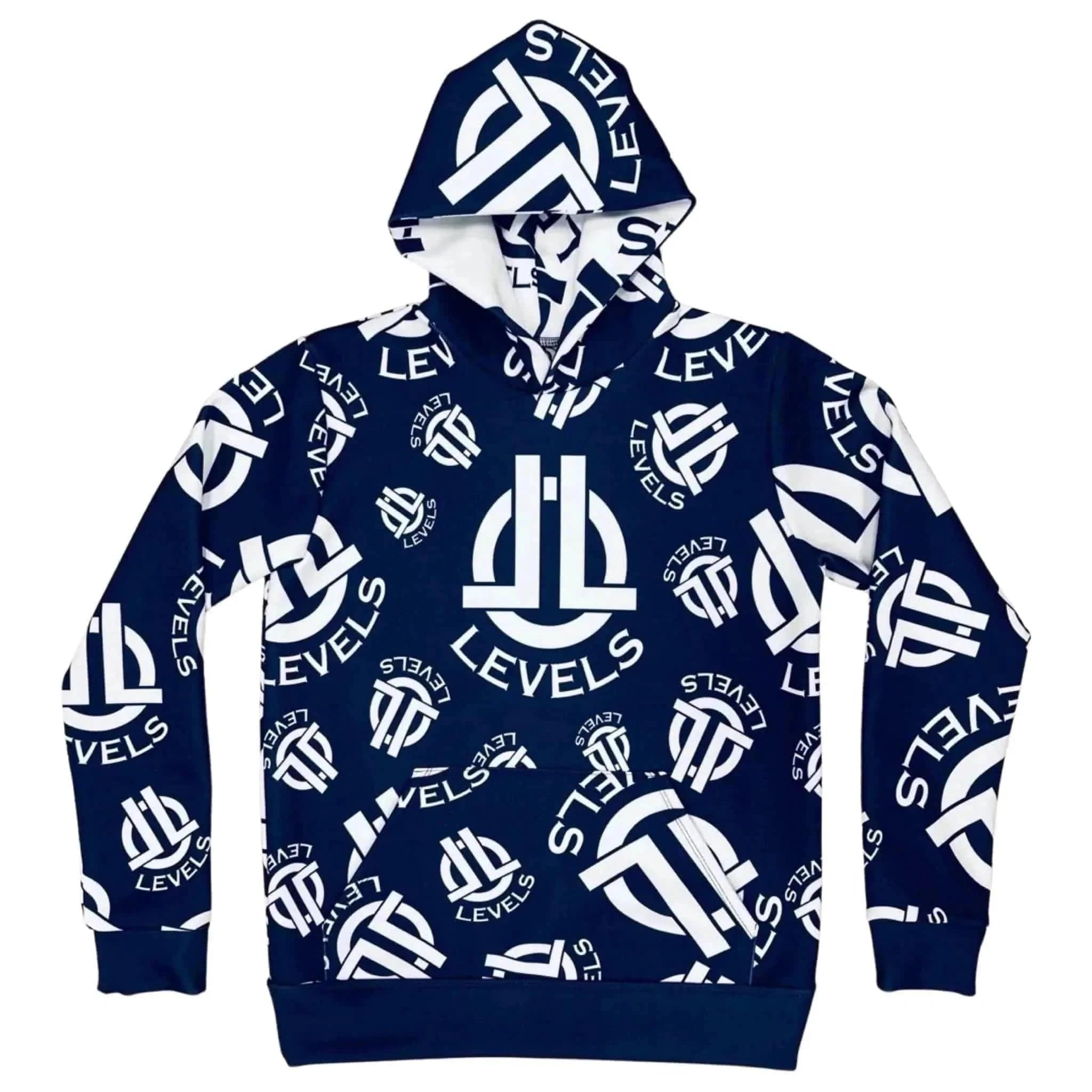 LEVELS, LLC DYE SUBLIMATION HOODIE (ROYAL BLUE & WHITE)