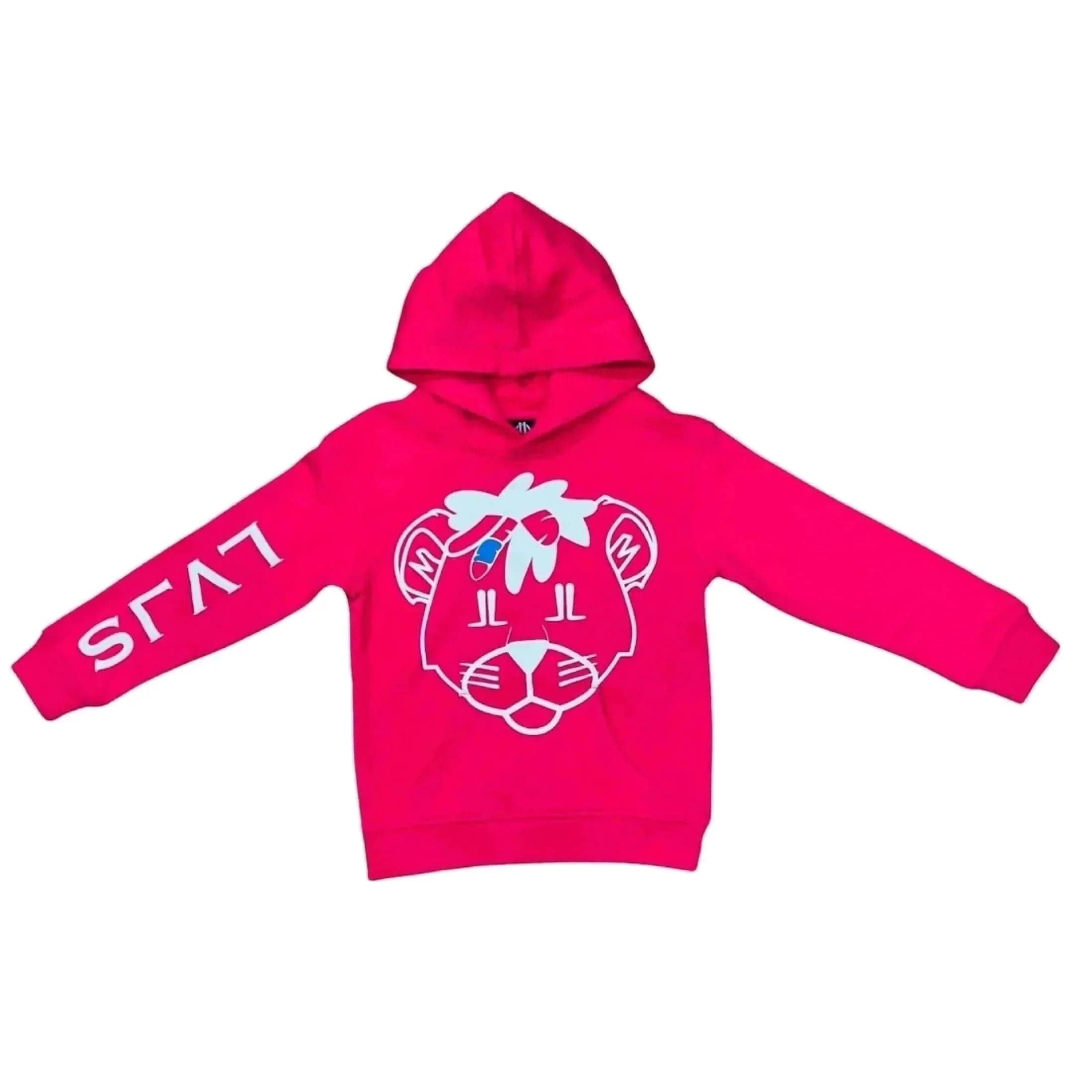 LEVELS, LLC Kids LVLS Premium Youth Hoodie (Bear Logo/ Pink w/ Blue)